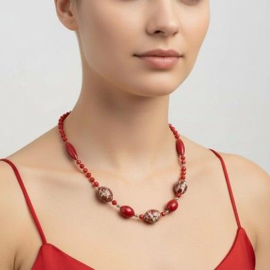 MONET | Colar Bordeaux vermelho elegante | Murano-Store
