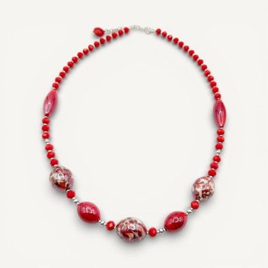 MONET | Elegantes bordeauxrotes Collier | Murano-Store