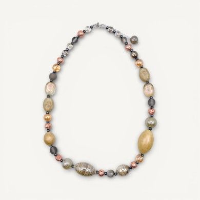 BOURGEOIS | Necklace with Beads Beige | Murano-Store