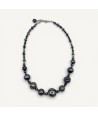 ARDESIA | Charcoal gray polished bead necklace, Murano glass.