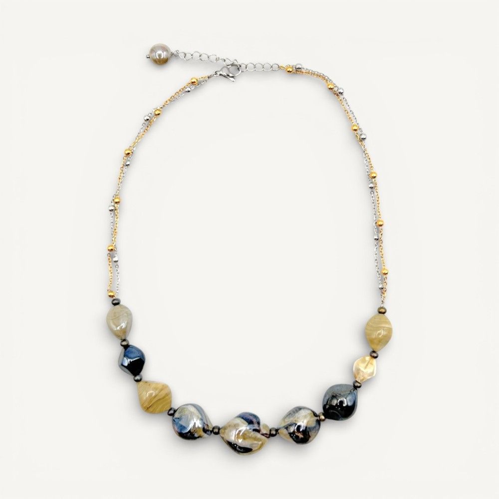 REMBRANDT | Collier de perles beige et chaîne | Murano-Store