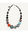POLLOK | Elegant black, aquamarine and coral necklace | Murano Store