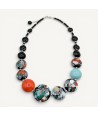 POLLOK | Elegantes Collier in Schwarz, Aquamarin und Koralle | Murano Store