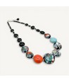 POLLOK | Collana elegante nera, acquamare e corallo | Murano Store