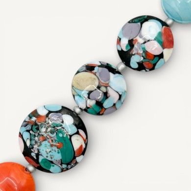 POLLOK | Elegantes Collier in Schwarz, Aquamarin und Koralle | Murano Store