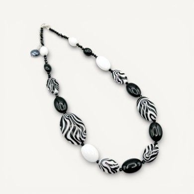 GAUGUIN | Modernes schwarz-weißes Collier | Murano-Store