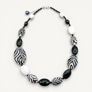 GAUGUIN | Modernes schwarz-weißes Collier | Murano-Store