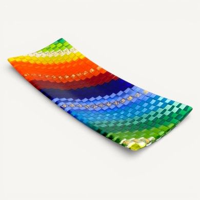 IRIDE, vassoio, centrotavola, in vetro di Murano, multicolore, lavorazione mosaico