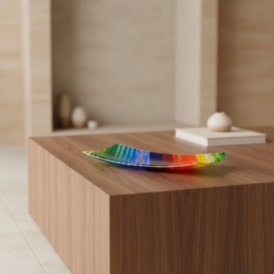 IRIDE, tray, centerpiece, in Murano glass, multicolored, mosaic workmanship