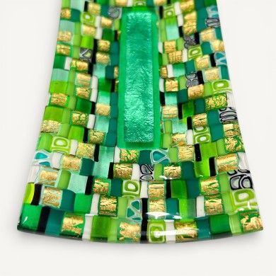 SOLE E LUNA | Vassoio Mosaico Verde e Oro | Murano Store