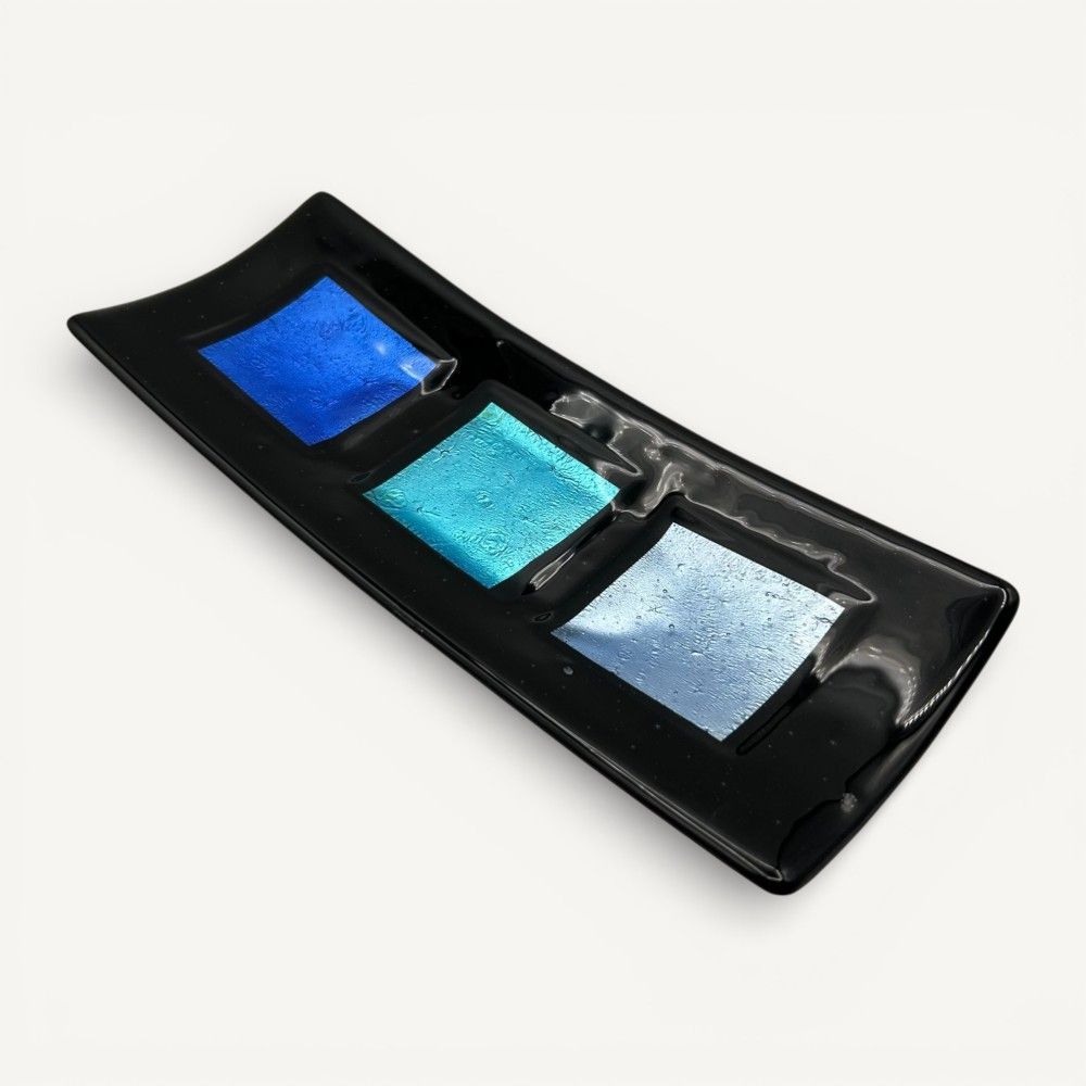 MILLENNIUM | Black Tray with Silver Leaf | Murano Store