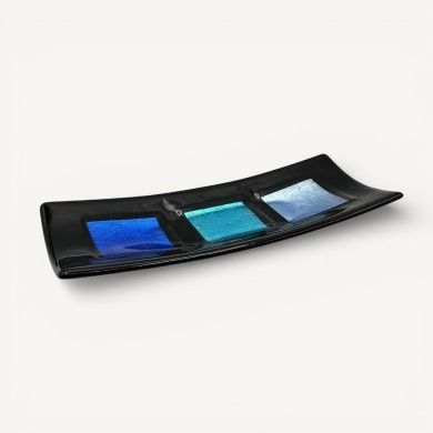 MILLENNIUM | Black Tray with Silver Leaf | Murano Store