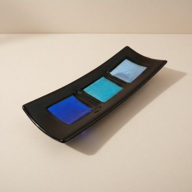 MILLENNIUM | Black Tray with Silver Leaf | Murano Store