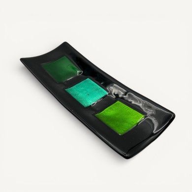 MILLENNIUM | Black Tray with Silver Leaf | Murano Store