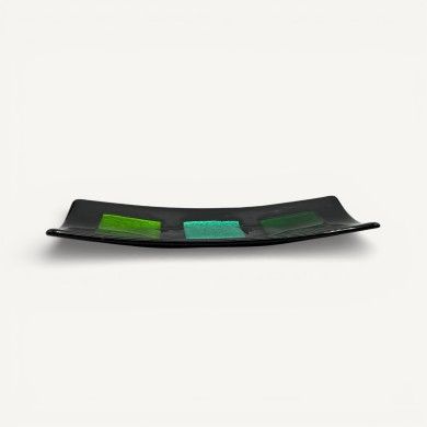 MILLENNIUM | Black Tray with Silver Leaf | Murano Store