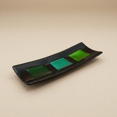 MILLENNIUM | Black Tray with Silver Leaf | Murano Store