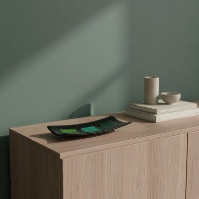 MILLENNIUM | Black Tray with Silver Leaf | Murano Store