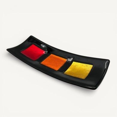 MILLENNIUM | Black Tray with Silver Leaf | Murano Store