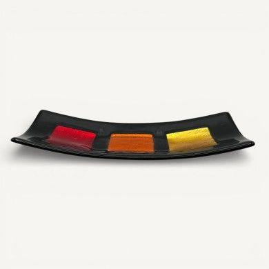 MILLENNIO | Vassoio Nero con Foglia Argento | Murano Store