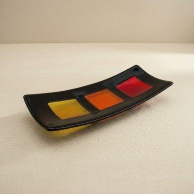 MILLENNIUM | Black Tray with Silver Leaf | Murano Store