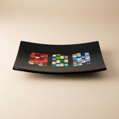 PITAGORA | Black Mosaic Tray | Murano-Store