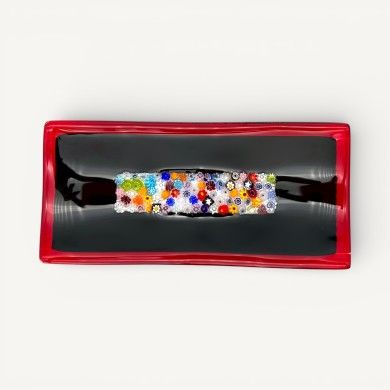 GEOX | Bandeja negra con murrina floral | Murano-Store