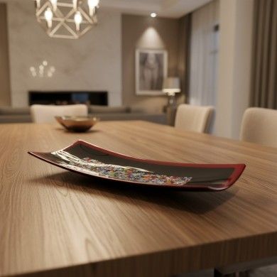 GEOX | Black Tray with Floral Murrine | Murano-Store