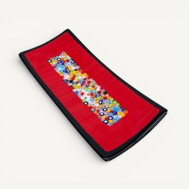 GEOX | Bandeja de cristal rojo y Murrine | Murano-Store