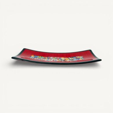 GEOX | Plateau en verre rouge et murrine | Murano-Store