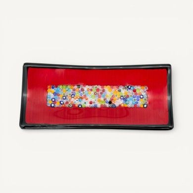 GEOX | Red Glass and Murrine Tray | Murano-Store
