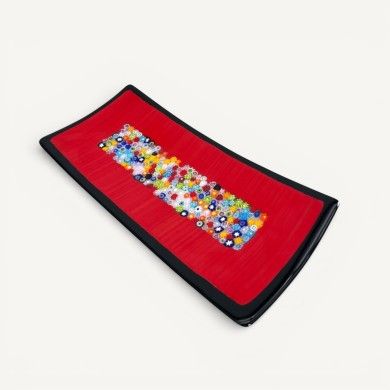 GEOX | Plateau en verre rouge et murrine | Murano-Store