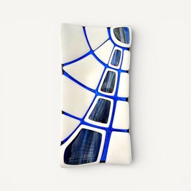 JURASSICO | Vassoio avorio satinato con motivi blu | Murano-Store