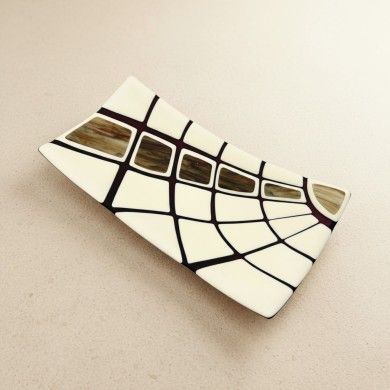 JURASSICO | Ivory Satin Tray with Amethyst Patterns | Murano-Store