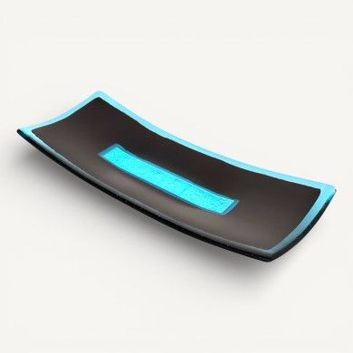 LUCE | Tabuleiro com folha de prata Preto e Água-Marinha | Murano-Store