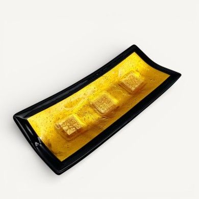 CAMPIELLO | Centro de mesa de ámbar con hoja de plata | Murano-Store