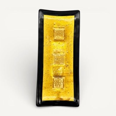 CAMPIELLO | Amber centerpiece with silver leaf | Murano-Store