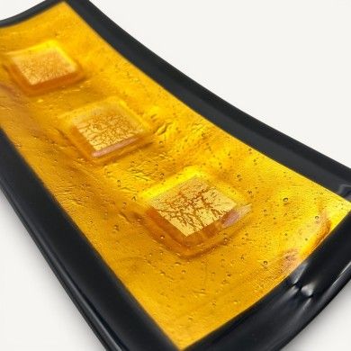 CAMPIELLO | Centre de table en ambre avec feuille d'argent | Murano-Store