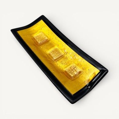 CAMPIELLO | Centro de mesa de ámbar con hoja de plata | Murano-Store