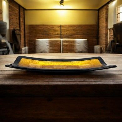 CAMPIELLO | Centro de mesa em âmbar com folha de prata | Murano-Store