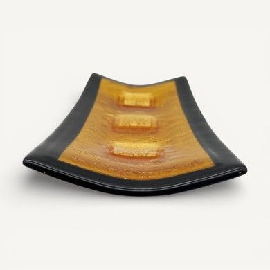 CAMPIELLO | Amber centerpiece with silver leaf | Murano-Store
