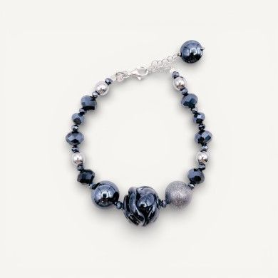 SLATE | Bracelet with shiny gray beads | Murano Store