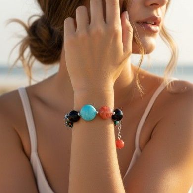 POLLOK | Bracciale con perle Nere | Murano-Store