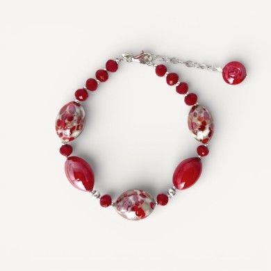 MONET | Armband mit roten Bordeaux-Perlen | Murano-Store