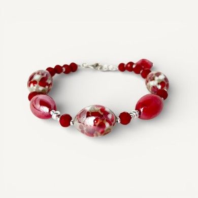 MONET | Armband mit roten Bordeaux-Perlen | Murano-Store
