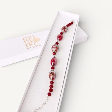 MONET | Pulsera con cuentas rojo Burdeos | Murano-Store