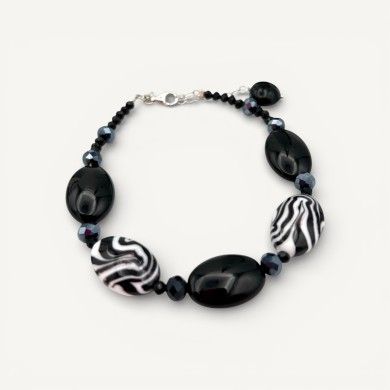 GAUGUIN | Pulseira com pérolas pretas e brancas | Murano-Store