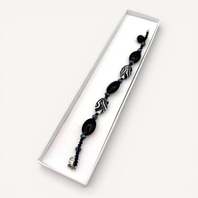 GAUGUIN | Bracciale con perle bianche e nere | Murano-Store