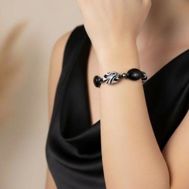 GAUGUIN | Pulsera con perlas blancas y negras | Murano-Store