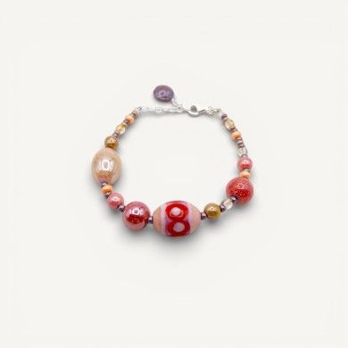 JUDIT | Pulsera refinada roja y rosa | Murano-Store