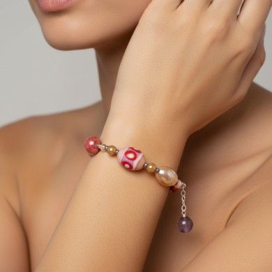 JUDIT | Bracelet rouge et rose raffiné | Murano-Store